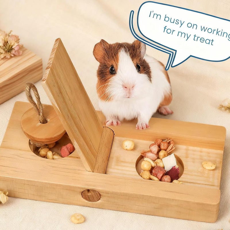 WHEARTED 2 Pack Guinea Pig Foraging Toys, Guinea Pig Enrichment Toys Wooden Interactive Bunny Puzzle Toys, Small Animals Hide Treats Dispenser for Hamster, Rabbits, Bunny, Chinchillas - Image 3